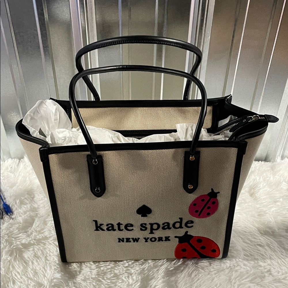 Kate Spade Black and Cream Tote Bag with wallet